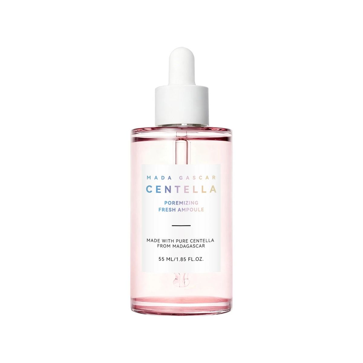 Zora Madagascar Centella Comfort Serum in a clear glass bottle with a dropper for facial skincare and soothing treatment.