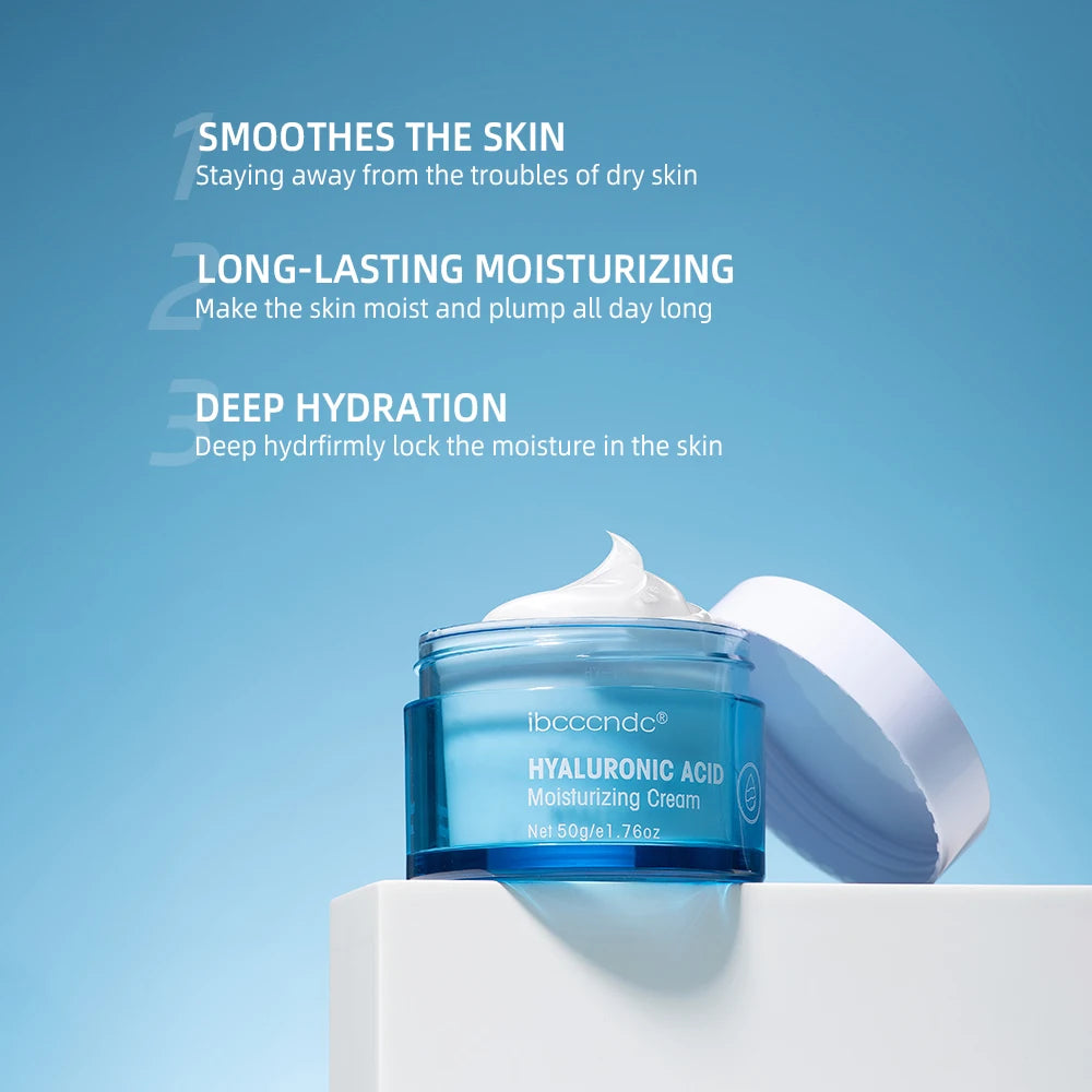 Zora Hyaluronic Acid Gel Moisturizer in a clear jar, showing its smooth, hydrating gel texture for skincare hydration.