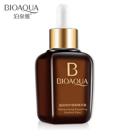 Zora Hydrating Facial Serum in a clear glass bottle with a dropper, showcasing a lightweight, moisturizing skincare product.