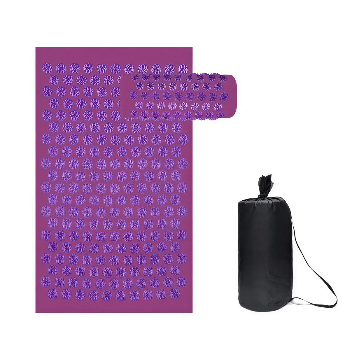 Zora Acupressure Massage Mat and Pillow set with textured surface for pain relief and relaxation.