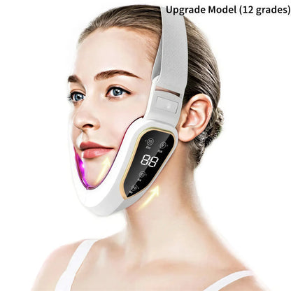 Zora LED facial massage and light therapy belt with adjustable strap and built-in LED lights for skin rejuvenation and relaxation.