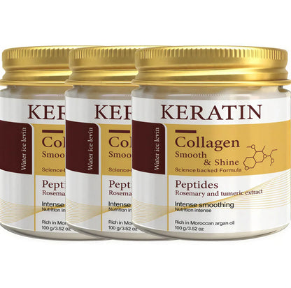 Zora Keratin and Collagen Rosemary Hair Mask for deep conditioning and hair care, shown in a sleek black jar.