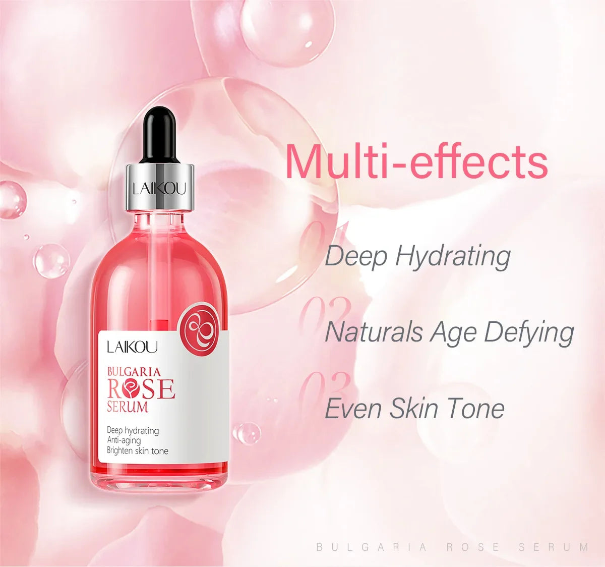 Zora Rose and Sakura Essence Serum in a glass bottle, hydrating face serum with floral ingredients for glowing skin.