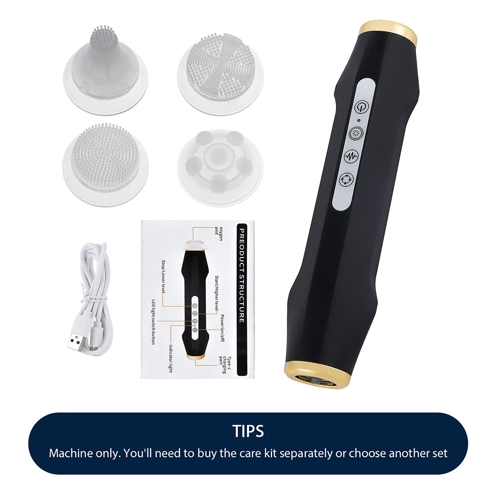 Zora CO2 Bubble Facial Care Pen showing a sleek handheld device for facial cleansing and skincare treatment.
