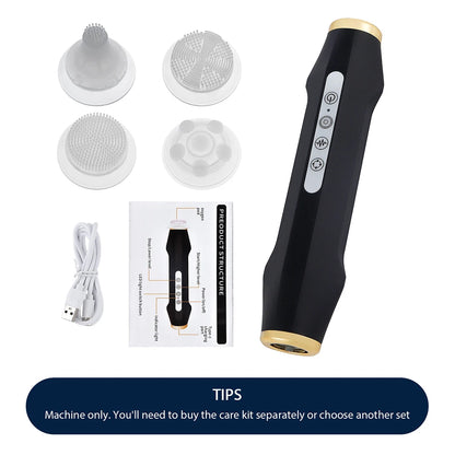Zora CO2 Bubble Facial Care Pen showing a sleek handheld device for facial cleansing and skincare treatment.