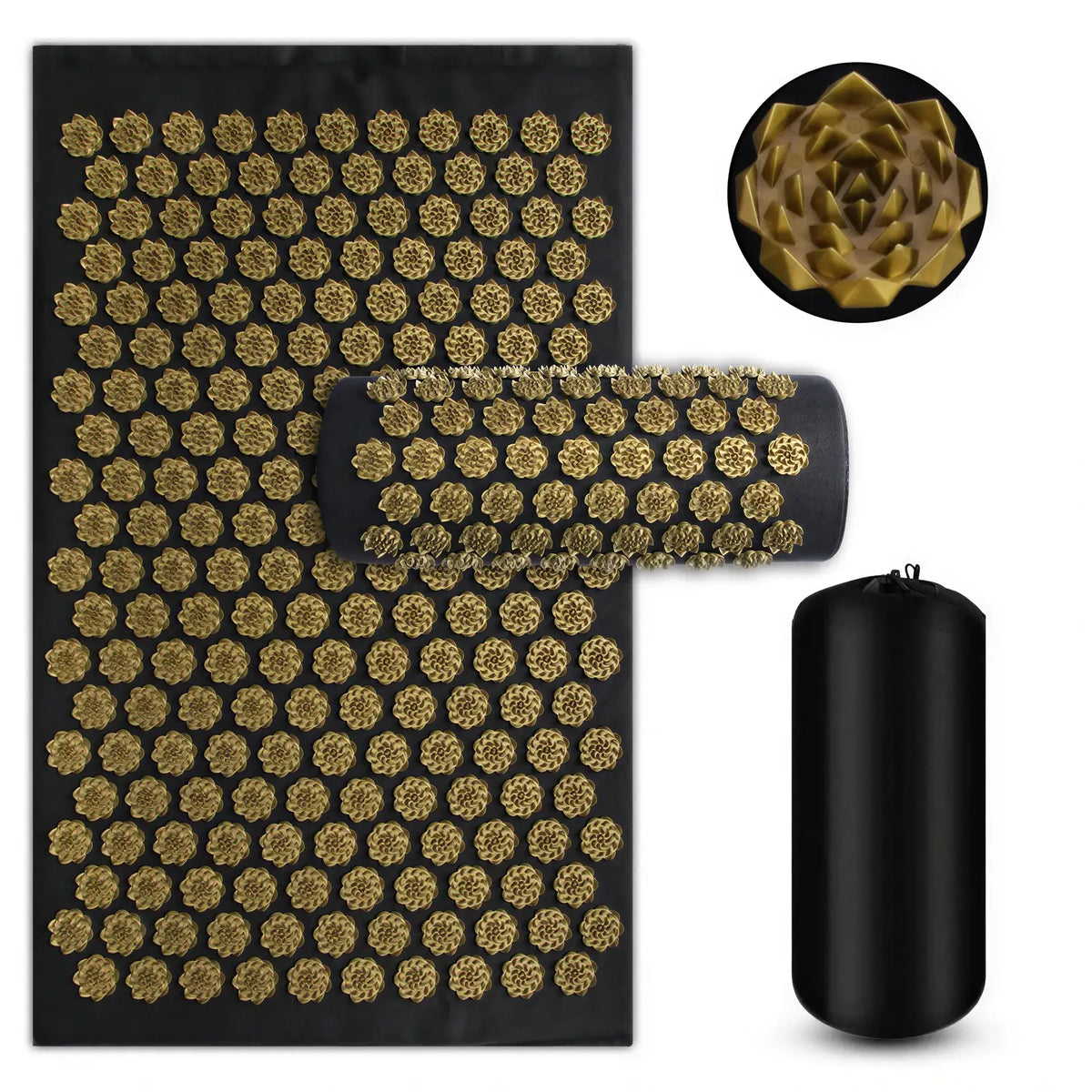 Zora Acupressure Massage Mat and Pillow set with textured surface for soothing muscle relief and relaxation.