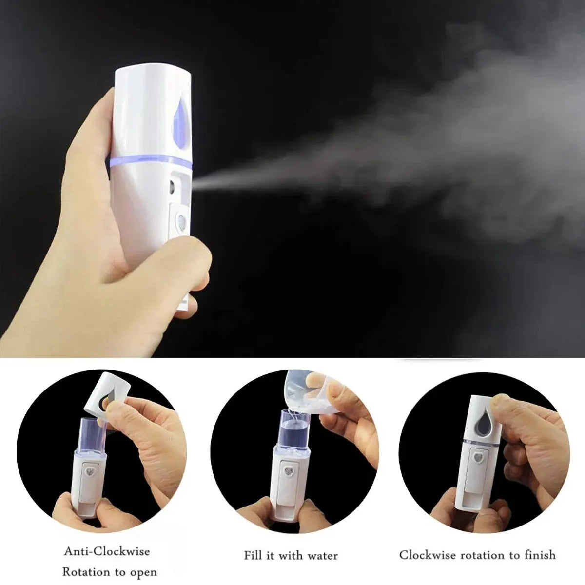 Zora Nano Facial Steamer and Humidifying Sprayer for skincare, compact beauty device with misting function.