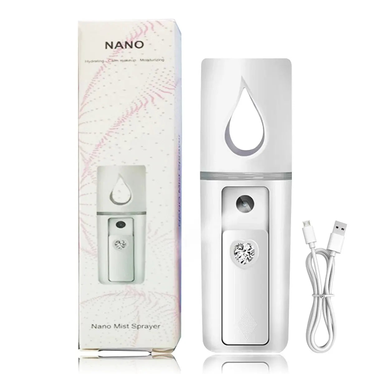 Zora Nano Facial Steamer and Humidifying Sprayer for skincare, compact beauty device with mist spray in black and silver finish.