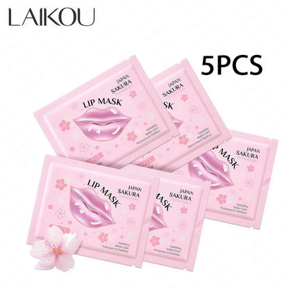 Zora LAIKOU Sakura Lip Mask for moisturizing lip care, featuring a pink jar with a cherry blossom design and smooth texture.