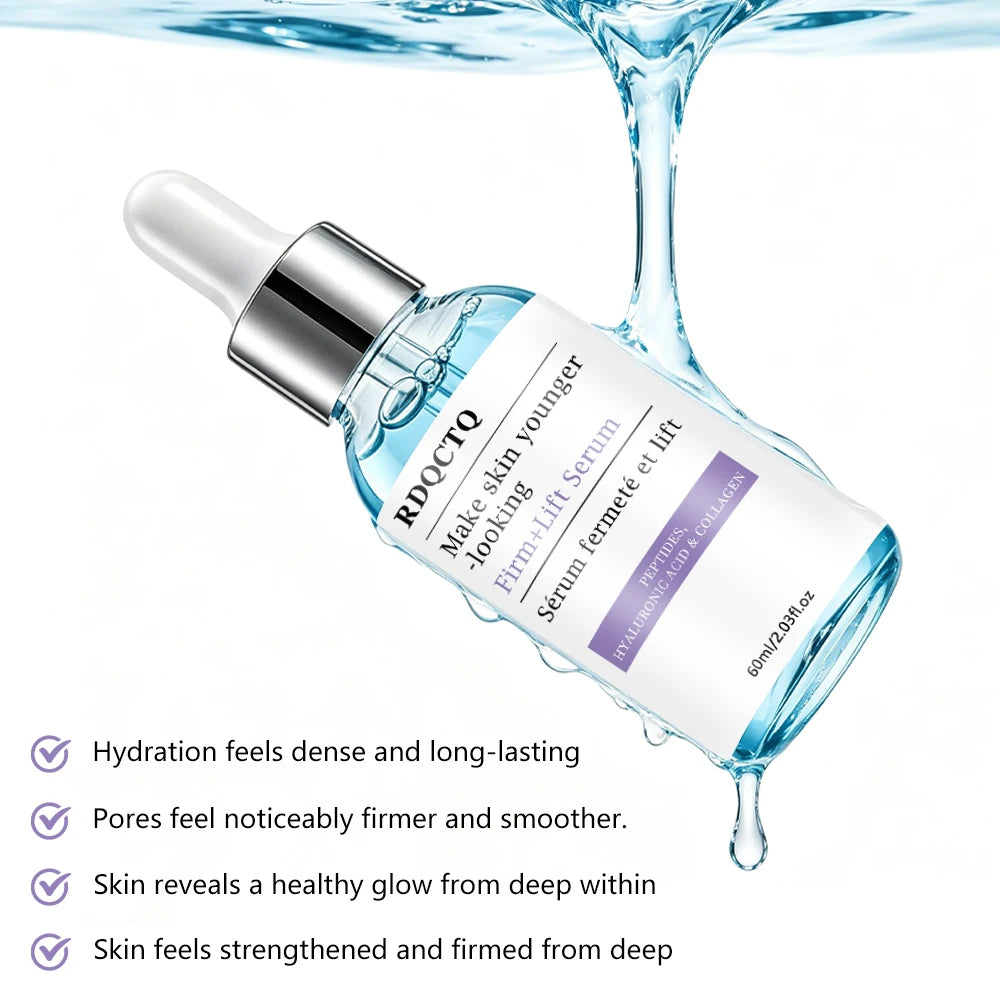 Zora peptide and hyaluronic acid collagen face serum in a clear glass bottle with dropper, ideal for nourishing skincare.