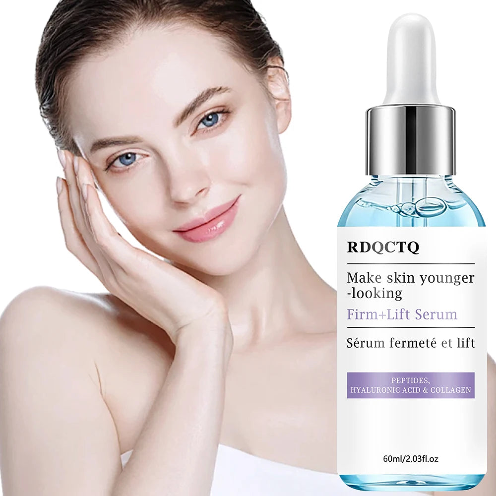 Zora Peptide and Hyaluronic Acid Collagen Face Serum in a clear glass bottle with dropper for skincare and hydration.
