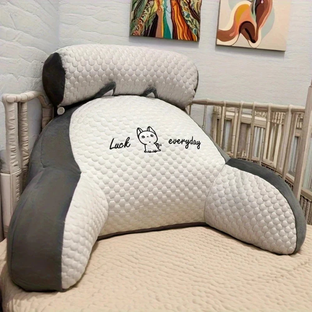 Zora Adjustable Reading Backrest Pillow with supportive cushion and fabric cover, designed for comfortable seated reading.
