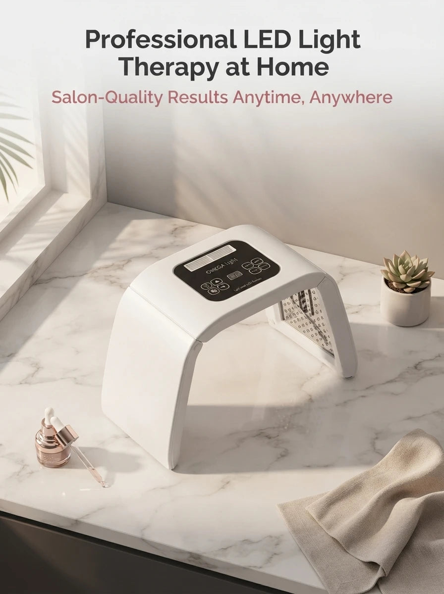 Zora 7-Color LED facial and body mask showing a sleek black device with multiple LED light panels for skin therapy.