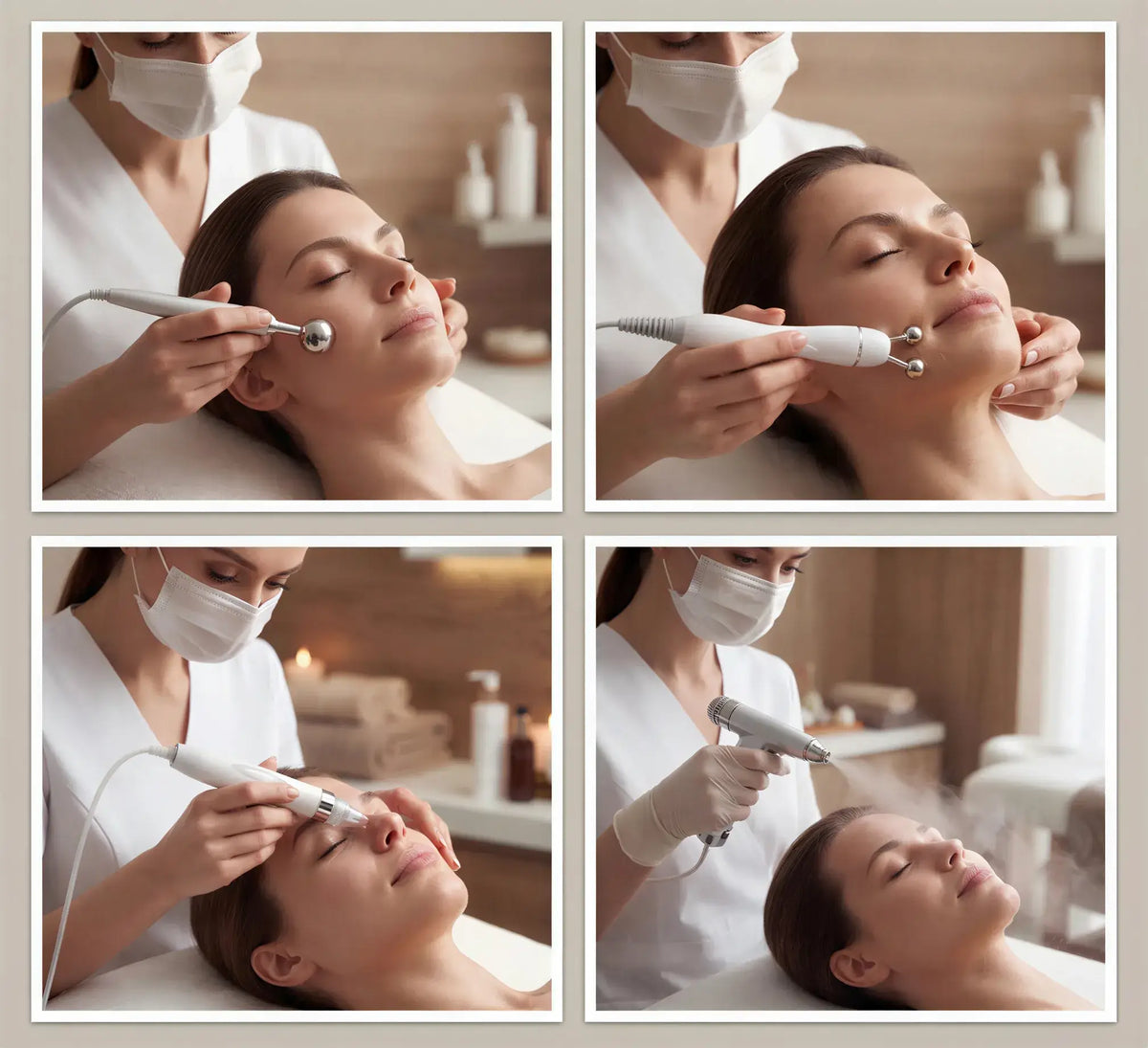 Zora 7-in-1 Hydro Facial Care System with multiple attachments for cleansing, exfoliating, and hydrating facial skincare.