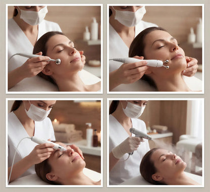 Zora 7-in-1 Hydro Facial Care System with multiple attachments for cleansing, exfoliating, and hydrating facial skincare.