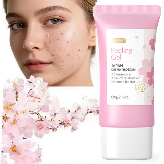 Zora Gentle Facial Exfoliating Gel for daily skin smoothing, featuring a clear gel texture in a skincare cleanser container.