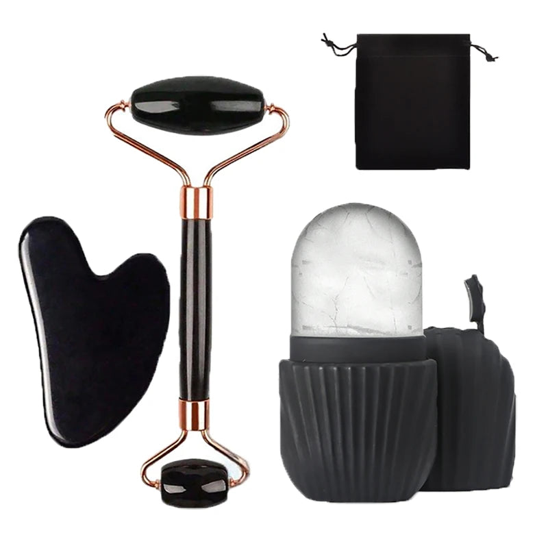 Ice Face Roller & Gua Sha Skincare Set