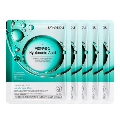 Zora Hyaluronic Acid Crystal Facial Mask showing a luxurious, transparent sheet mask with a shimmering, hydrating appearance.