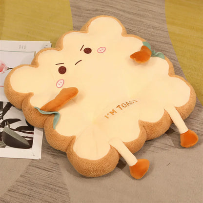 Zora toast-shaped seat and back cushion, comfortable foam padding, with a realistic toast design for decorative and support use.