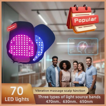 Zora Red Light Hair & Scalp Care Cap for light therapy, showing a close-up of the soft, adjustable red light therapy cap on a head.