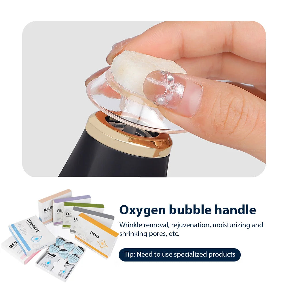 Zora CO2 Bubble Facial Care Pen showing sleek white device with nozzle for facial cleansing and skin rejuvenation.