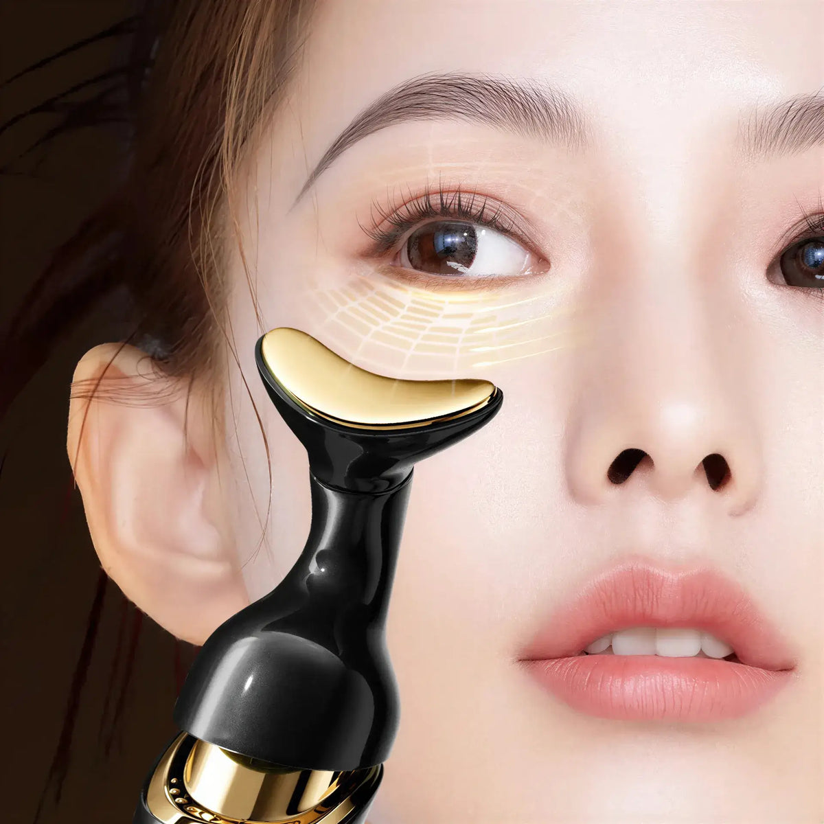 Zora Microcurrent Facial and Neck Massager in black, handheld beauty device for facial skin toning and rejuvenation.