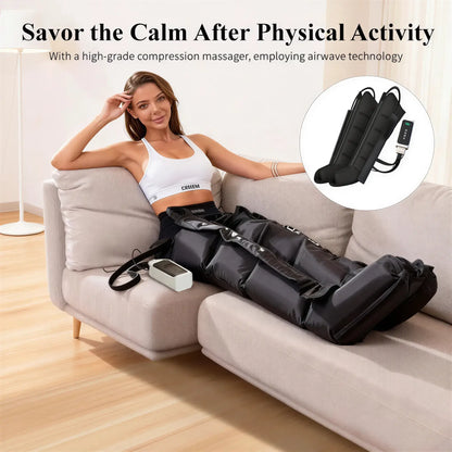 Zora Air Compression Leg Massager system with adjustable straps and multiple massage zones for soothing leg relief.
