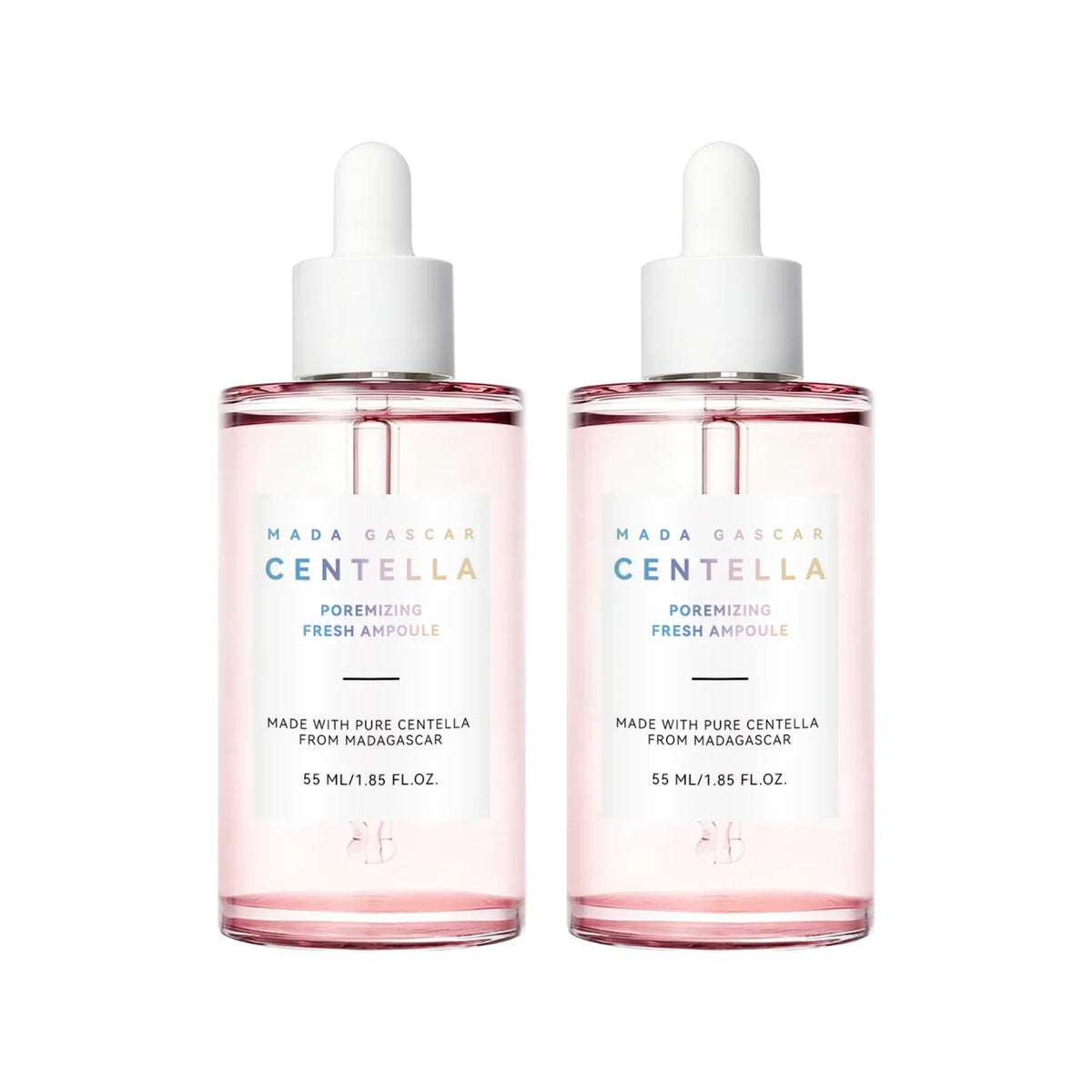 Zora Madagascar Centella Comfort Serum in a clear glass bottle with dropper for soothing skin care.