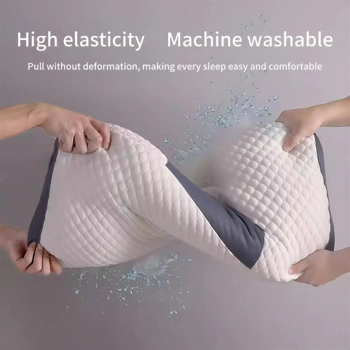 Zora soybean fiber cervical neck pillow showing ergonomic shape and soft, breathable fabric for neck support and comfort.