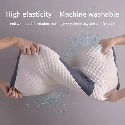 Zora soybean fiber cervical neck pillow showing ergonomic shape and soft, breathable fabric for neck support and comfort.
