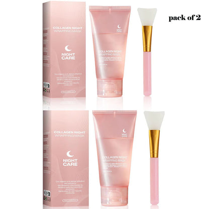 Zora Collagen Overnight Peel-Off Face Mask applied on skin, showcasing its smooth, clear appearance for youthful, radiant skin.