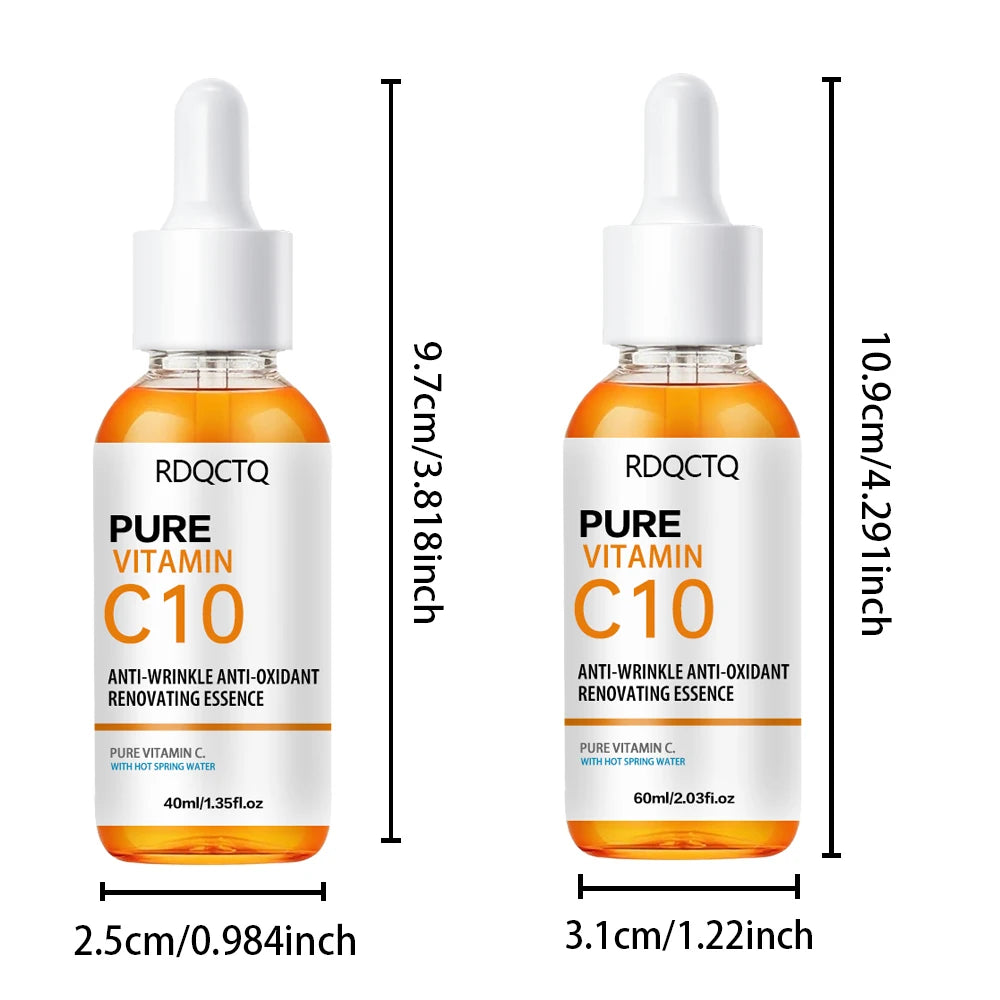 Zora Vitamin C Face Serum with Thermal Spring Water in a clear glass bottle, featuring a dropper applicator and bright citrus design.