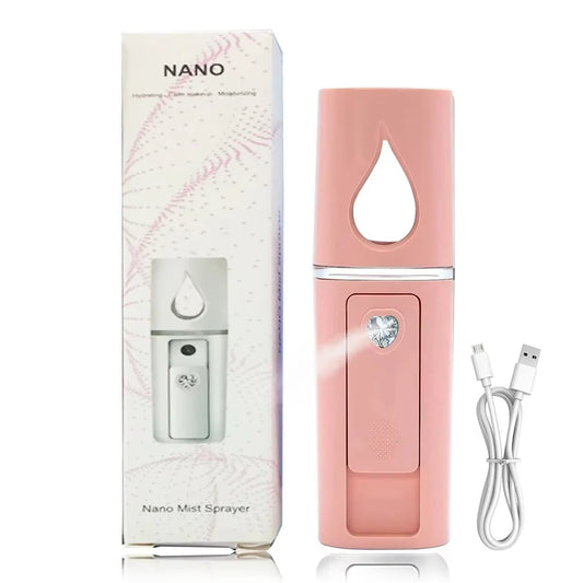 Zora Nano Facial Steamer and Humidifying Sprayer in sleek design, showing the device with mist output for skincare.