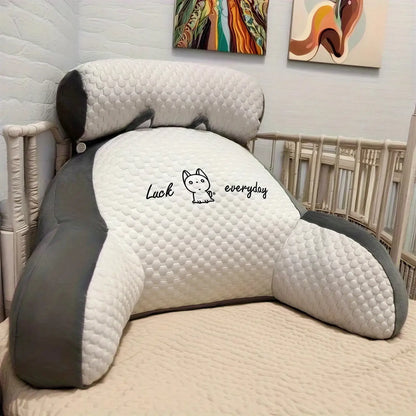 Zora Adjustable Reading Backrest Pillow with ergonomic design, soft fabric cover, and supportive cushion for comfortable reading.