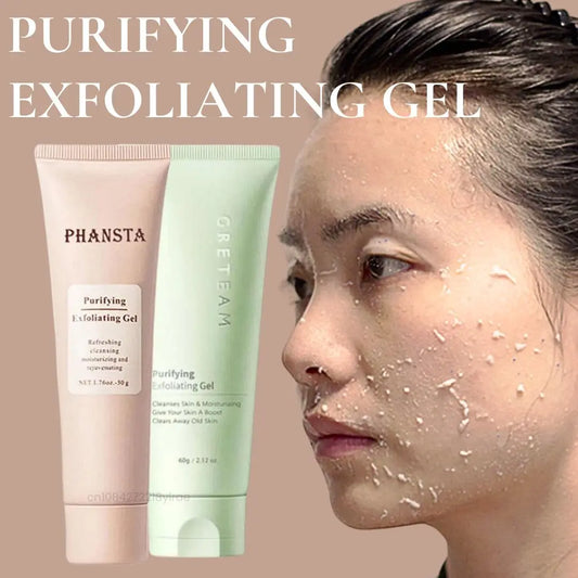 Zora Gentle Face Exfoliating Gel in a clear tube with a white cap, designed for skincare and facial cleansing.