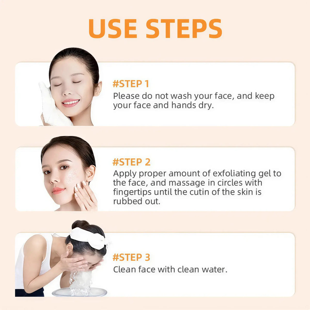 Zora Orange Exfoliating Gel in a clear bottle with orange accents, featuring a pump dispenser and fresh orange slices nearby.