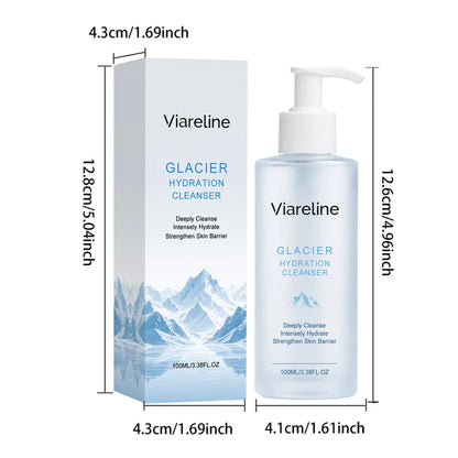 Zora Glacier Hydration Facial Cleanser for deep pore cleansing, gentle skincare cleanser with a refreshing gel texture.