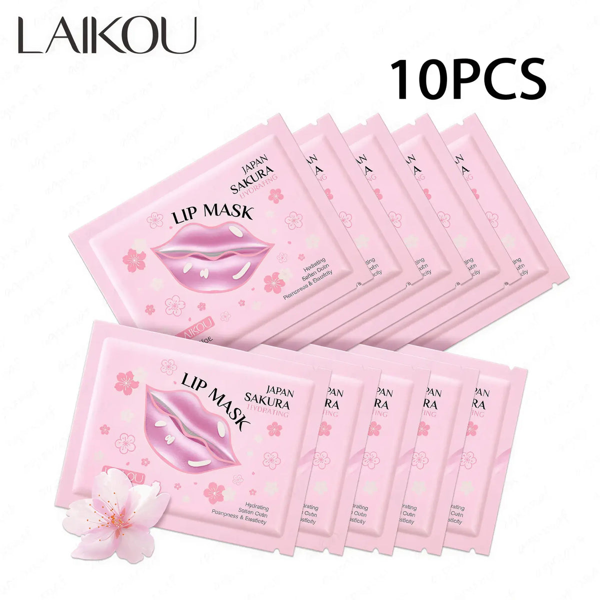 Zora LAIKOU Sakura Lip Mask showing a jar of moisturizing lip care with pink cherry blossom design and soft pink lip balm inside