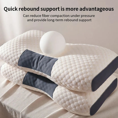 Zora soybean fiber cervical neck pillow with ergonomic design and soft fabric cover for neck support and comfort.