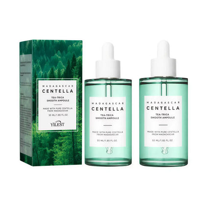 Zora Madagascar Centella Comfort Serum in a clear glass bottle with dropper for soothing face skincare.