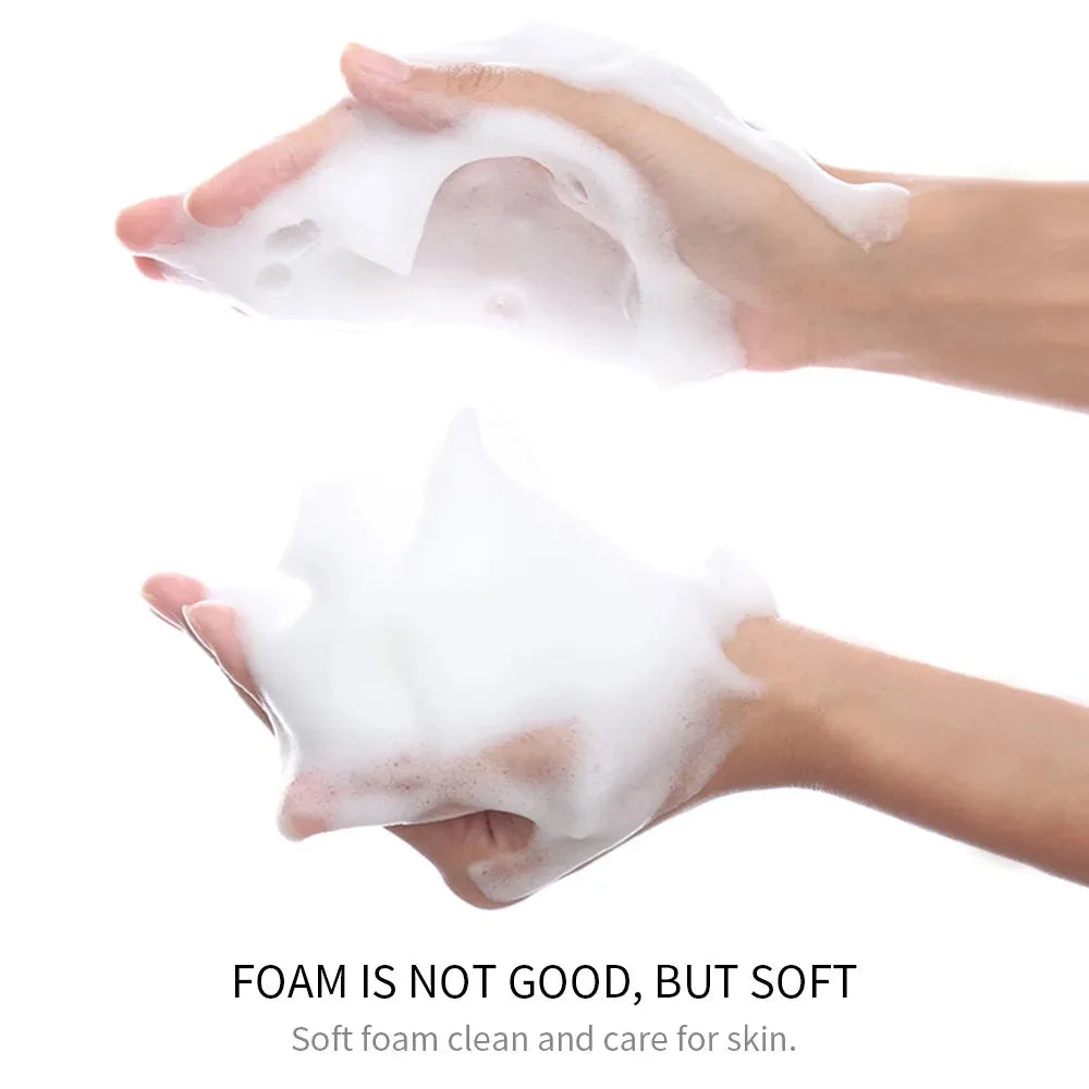 Zora Rice Facial Cleansing Foam in a white pump bottle, gentle daily cleanser for smooth, refreshed skin.