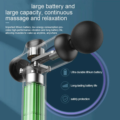 Zora Booster M2 Percussion Massage Gun with ergonomic handle and multiple attachment heads for muscle relief.