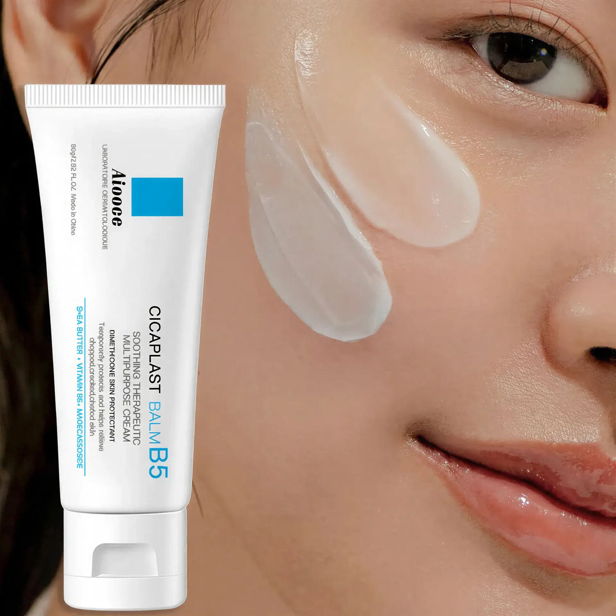 Zora B5 Comfort Face Cream with panthenol, moisturizer for smooth, hydrated skin in a white and pink jar.