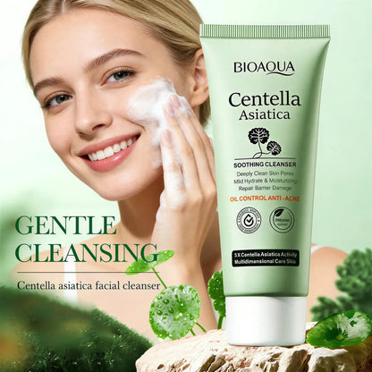 BIOAQUA Zora Centella Facial Cleansing Mousse with brush, gentle daily cleanser for clear, refreshed skin.