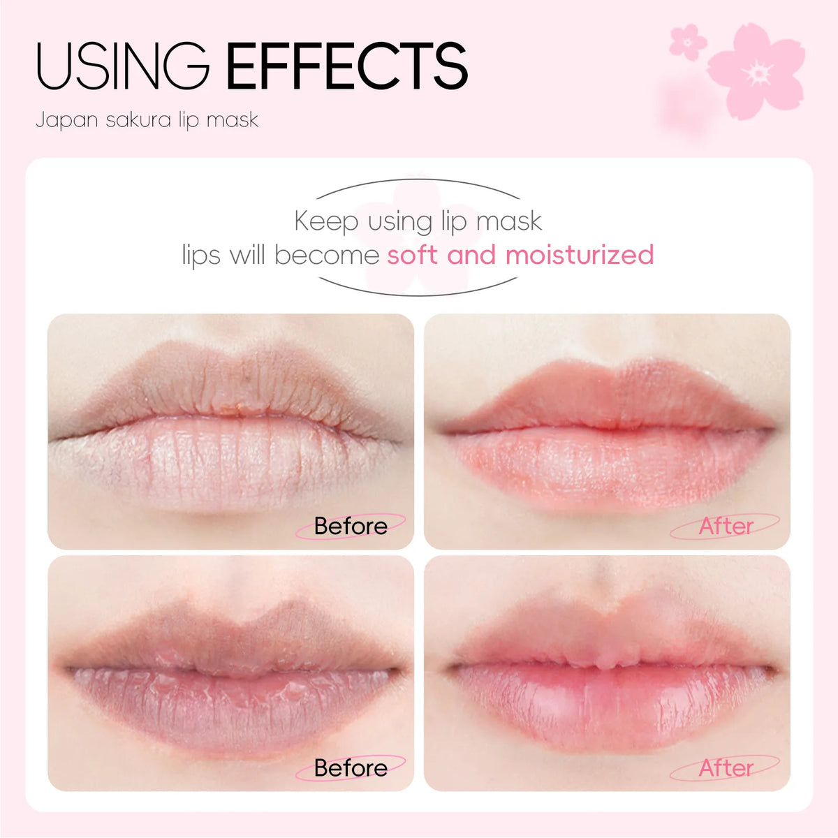 Zora Laikou Sakura Lip Mask for moisturizing lip care with cherry blossom scent, displayed in a clear jar with pink accents.