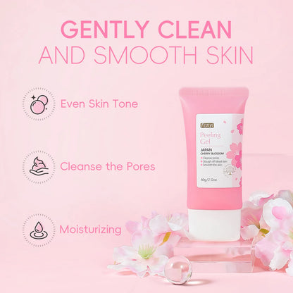 Zora Gentle Facial Exfoliating Gel in a white tube, designed for daily skin smoothing and gentle facial cleansing.