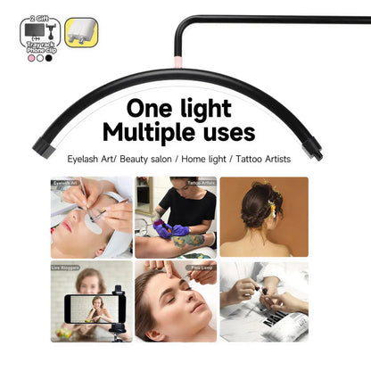 Zora Professional LED Beauty Work Light for salons, featuring adjustable brightness and sleek design for professional skincare and makeup.