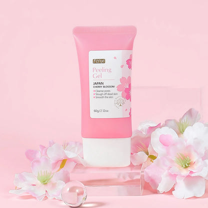 Zora Gentle Facial Exfoliating Gel in a clear tube, designed for daily skin smoothing and gentle facial cleansing.
