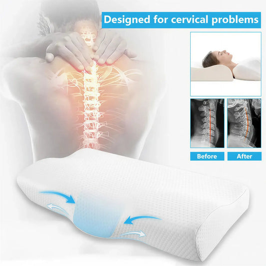 Butterfly-shaped Zora memory foam neck pillow with soft cover, designed for travel and neck support.