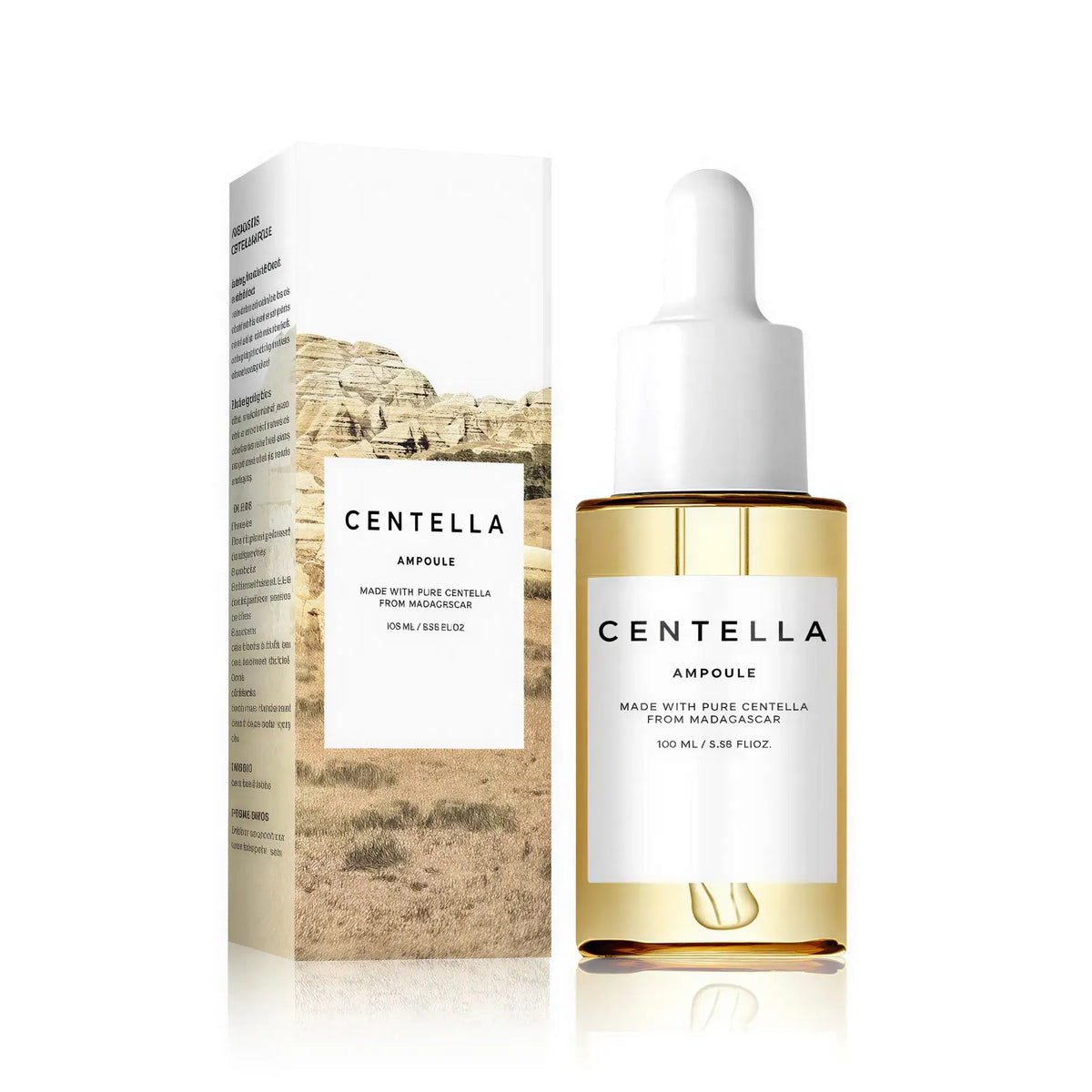 Zora Madagascar Centella Comfort Serum in a sleek glass bottle, designed for soothing and hydrating facial skin care.